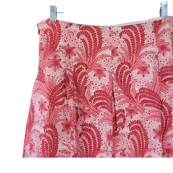 Talbots Plus Sz 14W Red Paisley Pleated Preppy Corpcore Summer A Line Skirt - Picture 5 of 12